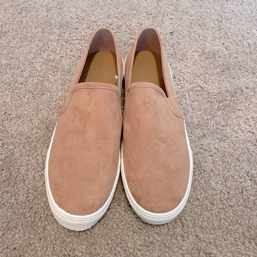 Pink Suede Slide On Shoes